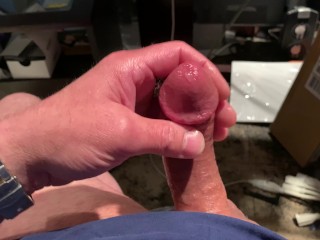 Horny sneaks off for a quick flashlight fuck with streams of precum