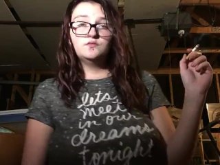 Hot Teen Babe Smokin In Garage