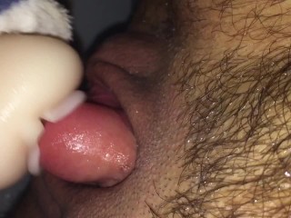 Huge pumped transman cock fucking wet pocket pussy in shower