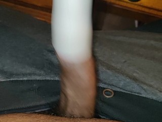 I explode into a vacuum tube my  uncut black cock barely fit in