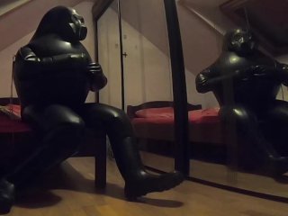 Inflated and Deflated in Cyborg Heavy Rubber Suit from MD-Latex