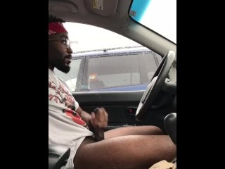 Jerking My Black Cock in Public and Cumming!