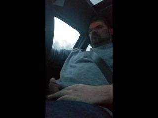 Jerking off in car on way home