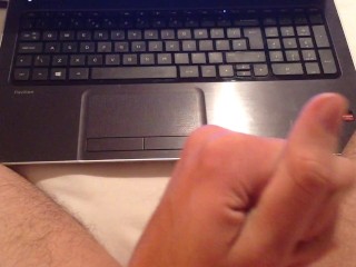 Jerking thick cock and cumming to porn