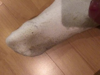 Klaarkomen over witte Puma sok