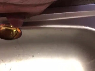 Lance tiny dick pissing in kitchen sink