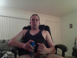 Large Penis Size Comparison with Lube Bottle and POV Spews