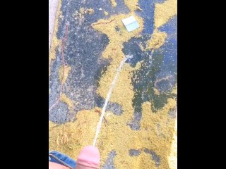 Little dick had to pee in the corner while truckers watched