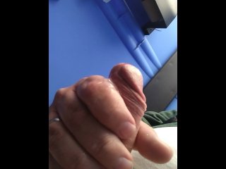 masturbating a man in a public toilet on a construction site