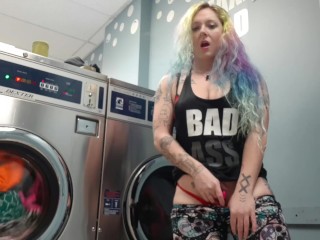 My First Public Flash and Masturbation at the Laundromat almost caught!
