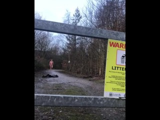 Naked walk in the forest