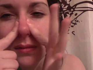 Nose Blowing Into Plastic See Through Bag