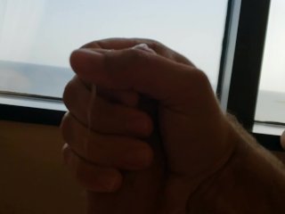 On Vcay Jerking Off Moaning Cumshot In Front of Window