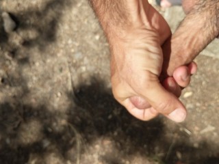 Outdoor masturbation cumshot