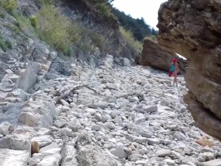 Outdoor Sex. Nudist girl masturbates