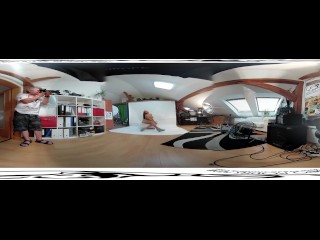 Perfect babe Ornella Morgan 3DVR360 video from photoshoot before masturbat