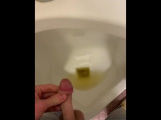 Pissing and jerking in public urinal