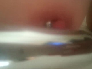 Play with my pierced nipples with silver vibrator
