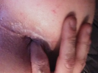 Playing with cum in my ass from BBC