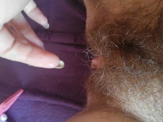 Playing with my grool after orgasm wet hairy pussy sticky cum