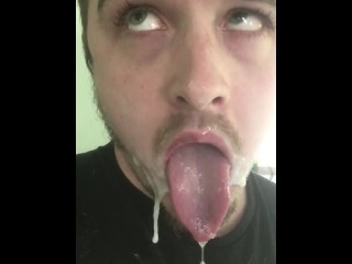 Post Self Facial Ahegao! Showing Off My Sticky Thick Cum