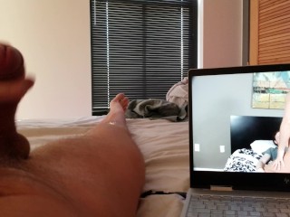 POV JERKING OFF BIG DICK WHILE WATCH PORN