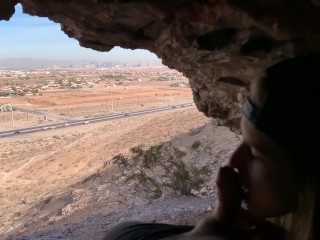 Public Blowjob inside a cave overlooking Las Vegas