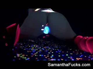 Samantha Saint gets off in this super hot black light solo