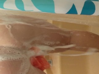 She got all soapy and wet