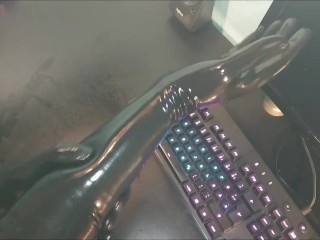 Shining up and wearing Latex gloves