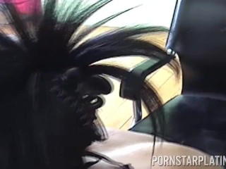 Skinny ebony pornstar Adina Jewel masturbates then sucks a white dick
