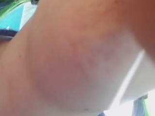 Sloppy dildo blowjob wearing butt plug in rainbow wig