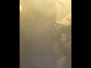 Smoking & Jerking Off In Sweaty Leather Blazer