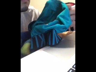 Sniffing big Calvin Kleins while doing HW
