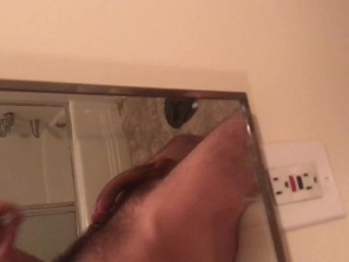 SOLO BIG COCK STROKING IN BATHROOM