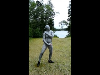 Spandex snake jerks off in parking lot