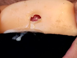 Super Close Up of My Dick Popping Out the Back of a Toy and Cumming