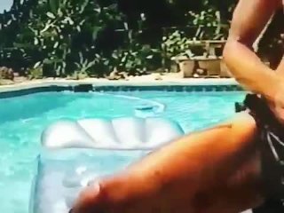 Supermodel Cory Bernstein applying suntan oil.Shows Cock