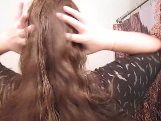 Taking Out a Lazy Bun with Long Curly Hair