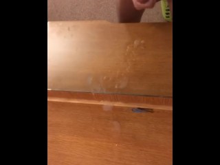 Talking dirty and spraying cum all over the mirror