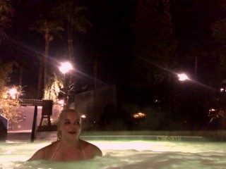 Topless in the hotel hot tub