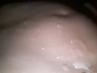 trans girl twitches while cumming on her face and stomach