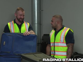 Two Fetish Baggage Claimers Find Toys In Suitcase & USE THEM!