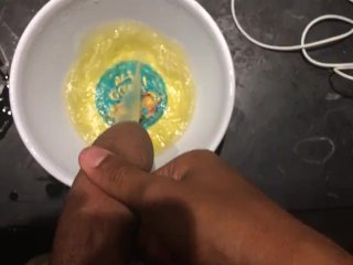 Uncut teen pisses into breakfast bowl