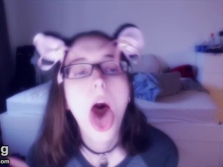 Why is this cat girl sticking her tongue out like that?